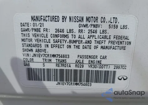 2021 Infiniti Q50 Signature Edition Awd из США, поврежденный, VIN JN1EV7CR1MM754603